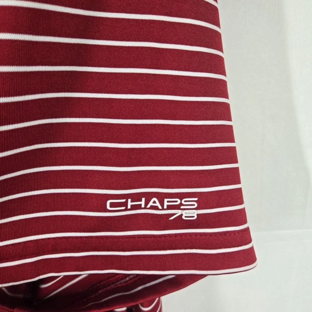 Chaps Golf Polo Shirt XL‎ Red White Striped Stay-Dry Performance Mens
